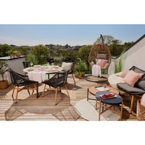 Premium Living, Tischgruppe Carmello in Schwarz/Teakfarben, ensemble de table de jardin CARMELO