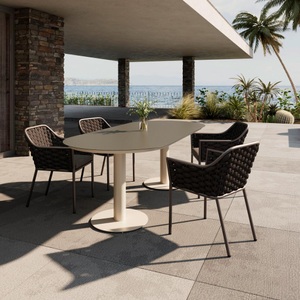 Momax, Gartentisch Monaco Beige Ca. 220x100x75cm 220/100/75 cm Metall, Glas Beige oval 
