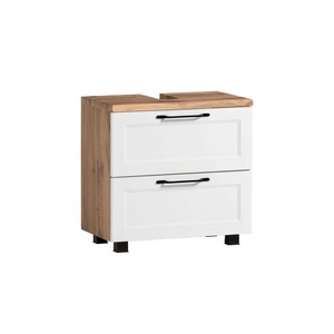 Modern Living, Waschbeckenunterschrank in Weiß/Eiche, meuble sous-lavabo ELMAU -EXKLUSIV-