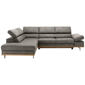 Based, Wohnlandschaft Carmen In Silber Mit Bettfunktion Struktur Silberfarben 