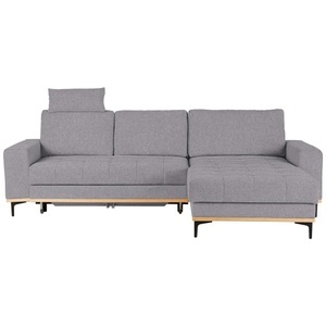 Zandiara, Ecksofa in Grau Metallfuss Schwarz, Ecksofa in Grau Metallfuss Schwarz