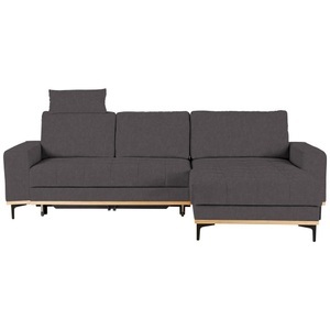 Zandiara, Ecksofa in Dunkelgrau Metallfuss Schwarz, Ecksofa in Dunkelgrau Metallfuss Schwarz