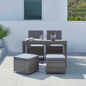 Modern Living, Gartenset Bilbao in Grau/Schwarz, Gartenset Bilbao Grau/Schwarz aus Polyrattan