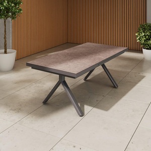 undefined, Gartentisch Dublin Dunkelgrau 180-240/100/76 cm Metall, Glas Dunkelgrau rechteckig 