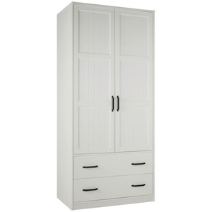 Modern Living, Drehtürenschrank aus Kiefer teilmassiv in Weiß, armoire à portes battantes MADITA 2T/2L