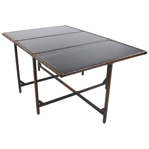 Ambia Garden, Gartentisch Raloso 170/110/72 cm Glas, Kunststoff, Metall Braun quadratisch 