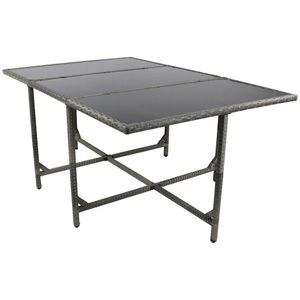 Ambia Garden, Gartentisch Raloso 170/110/72 cm Metall, Kunststoff, Glas Grau rechteckig 