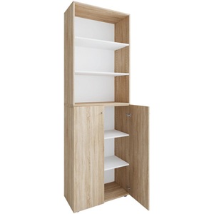 VCM, Büroschrank Bücher Ordner Aktenschrank Büromöbel Schrank Lona 6-fach Drehtüren Regal Unisex Sonoma-Eiche ONE SIZE