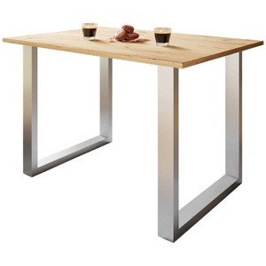 MID.YOU, Schreibtisch Lona 80/50/76 cm Silberfarben, Honigeiche 
