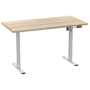 MID.YOU, Schreibtisch E-Lona 140/50/71 cm Silberfarben, Sonoma Eiche 