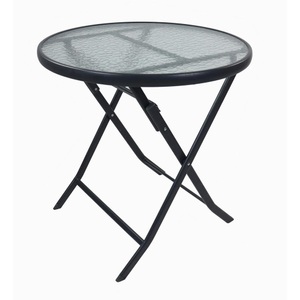 Gardenson, Gartentisch Sonlas Xl 920589 Ø70cm Metall, Glas Anthrazit rund 
