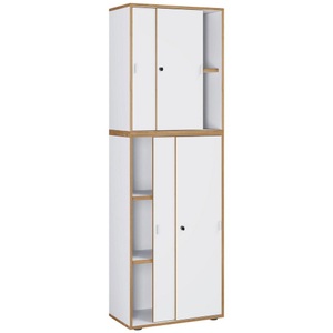 VCM, VCM - Holz Büroschrank Ordner Aktenschrank Büromöbel Schrank Salia 5-fach Schiebetüren, One Size, Weiss