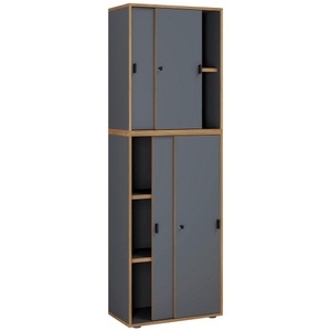 VCM, VCM - Holz Büroschrank Ordner Aktenschrank Büromöbel Schrank Salia 5-fach Schiebetüren, One Size, Anthrazit