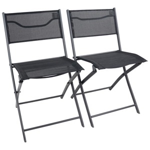 Ambia Garden, Gartenklappstuhl-Set Sumila Metall, Textil Schwarz 