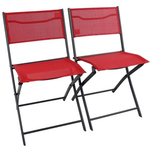 Ambia Garden, Gartenklappstuhl-Set Sumila Metall, Textil Rot 