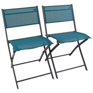 Ambia Garden, Gartenklappstuhl-Set Sumila Metall, Textil Türkis 