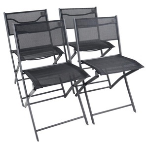 Ambia Garden, Gartenklappstuhl-Set Sumila Metall, Textil Schwarz 