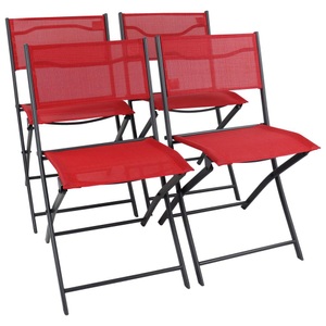 Ambia Garden, Gartenklappstuhl-Set Sumila Metall, Textil Rot 