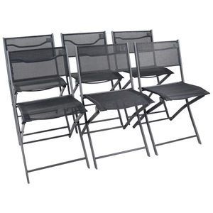 Ambia Garden, Gartenklappstuhl-Set Sumila Metall, Textil Schwarz 