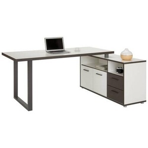 Mömax modern living, Eckschreibtisch in Grau/Weiss, Eckschreibtisch in Grau/Weiss