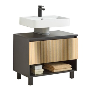 Modern Living, Waschbeckenunterschrank Venezia in Schwarz/Eichefarben