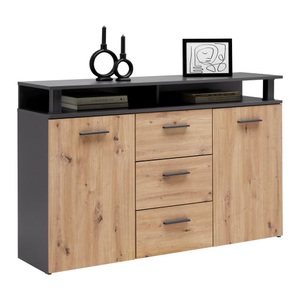 Momax, Sideboard Montana Anthrazit/eiche Artisan  140/90,6/38 cm 3 Schublade(n) 