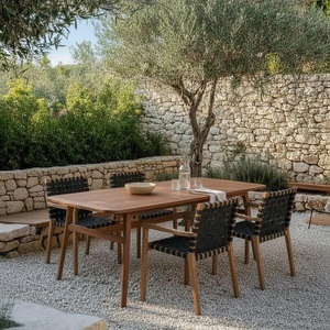 Bessagi Garden, Gartentisch Nicola 160-200/100/76 cm Holz Walnussfarben 