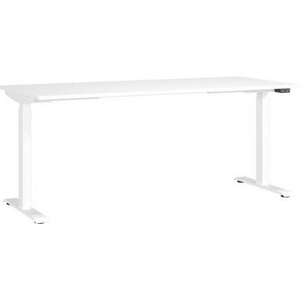 Premium Living, Schreibtisch Ribera in Weiss, Schreibtisch Porto, elektrisch höhenverstellbar, T-Fuss, B 1800 x T 800 x H 720-1200 mm, weiss/weiss + Memory-USB-Panel