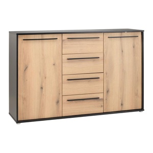 Momax, Sideboard Adriano Schwarz/eichefarben  149,5/94,8/41,2 cm 4 Schublade(n) 