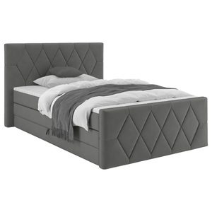 Momax, Boxspringbett Josie B Graphitfarben Ca. 120x200cm 120/200 cm Graphitfarben 