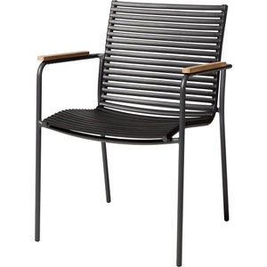 Gardenson, Stapelstuhl Mood Classic Kunststoff Anthrazit, Schwarz, Teakfarben 