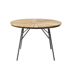 Gardenson, Gartentisch Ellen 110/110/74 cm Holz Teakfarben, Anthrazit rund 
