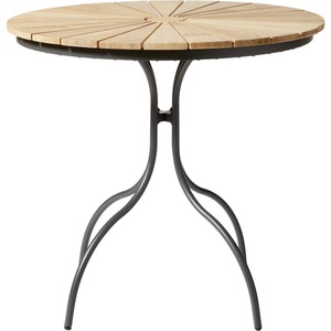 Gardenson, Gartentisch Ellen 80/80/74 cm Holz Anthrazit, Teakfarben rund 