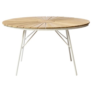 Gardenson, Gartentisch Ellen 110/110/74 cm Holz Weiss, Teakfarben rund 
