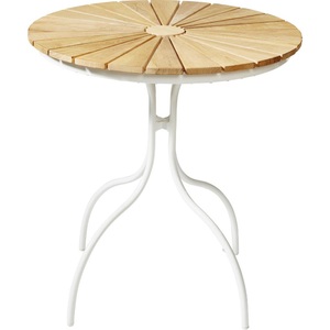 Gardenson, Gartentisch Ellen 80/80/74 cm Holz Teakfarben, Weiss rund 