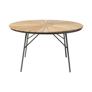 Gardenson, Gartentisch Ellen 130/130/74 cm Holz, Metall Anthrazit, Teakfarben rund 