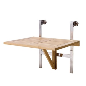 Gardenson, Balkonhängetisch Balkon Tisch 65x51cm Teak 60/54/70 cm Holz Naturfarben 