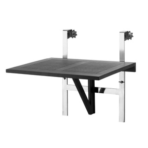 Gardenson, Balkonhängetisch Balkon Tisch 65x51cm Schwarz 60/54/70 cm Holz Schwarz 