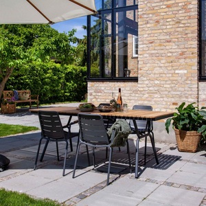 Gardenson, Gartentisch Parc 88/197,5/74 cm Holz Anthrazit, Naturfarben rechteckig 