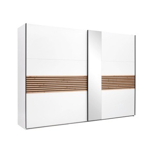 Premium Living, Schwebetürenschrank Leo Weiss/Graphit/Eiche Artisan, Schwebetürenschrank Leo Weiss/Graphit/Eiche Artisan