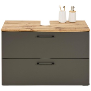 Premium Living, Waschbeckenunterschrank in Eichefarben/Grau