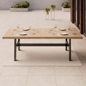 Momax, Gartentisch Selma Schwarz/akaziefarben 240/100/75 cm Holz, Metall Schwarz, Akaziefarben rechteckig 