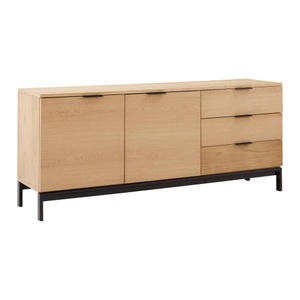 Bessagi Home, Sideboard Sebastian Naturfarben/Schwarz Echtholz