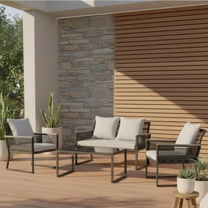 Bessagi Garden, Gartenlounge Paulina Hellgr. Metall/textil 4-teilig  106/74/70,5 cm 