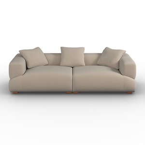 Bessagi Home, Sofa Talia Samt Beige Holz, Textil Beige 