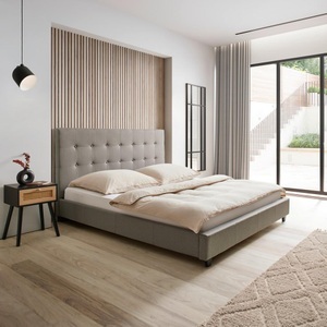 Bessagi Home, Polsterbett 180x200 cm, 'Frederico', hellgrau, Polsterbett 180x200 cm, 'Frederico', hellgrau
