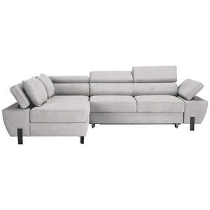 Momax, Ecksofa Molina Mini Silberfarben Webstoff Hellgrau 