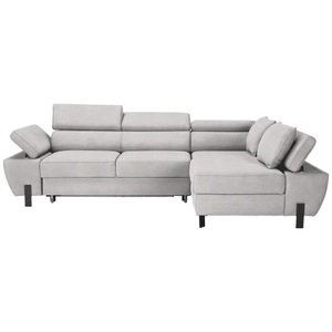 Momax, Ecksofa Molina Mini Silberfarben Webstoff Hellgrau 