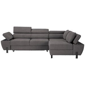 Momax, Ecksofa Molina Mini Dunkelgrau Webstoff Dunkelgrau 