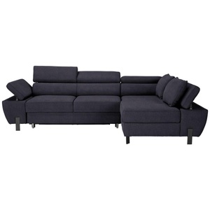 Momax, Ecksofa Molina Mini Dunkelblau Webstoff Dunkelblau 